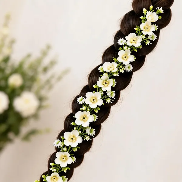 White_Fabric_Floral_Bridal_Braid_Hair_Vine_For_Women