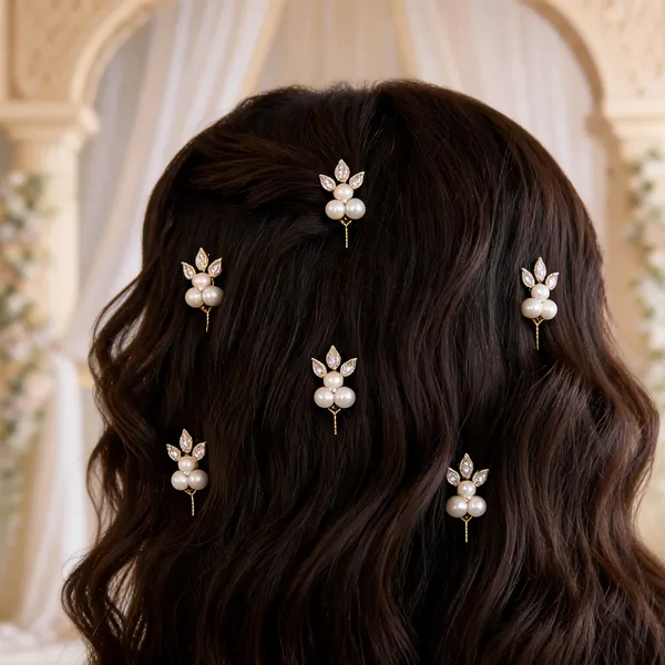 White_Faux_Pearl_Floral_Decorative_Hair_Pins_For_Women