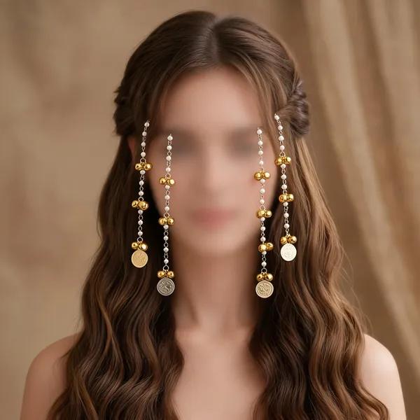 Gold__Tone_Pearl_Beaded_Cascading_Chain_Hair_Accessory_For_Women