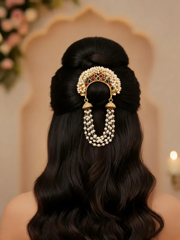 White__Tone_Faux_Pearl_Stone_Bridal_Hair_Juda_Accessory_For_Women
