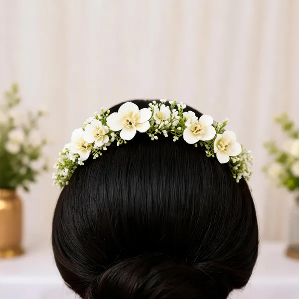 White_Artificial_Floral_Hair_Gajra_For_Women
