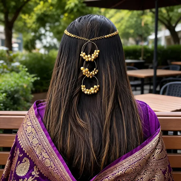 Gold_Alloy_Beaded_Kashmiri_Hair_Chain_For_Women