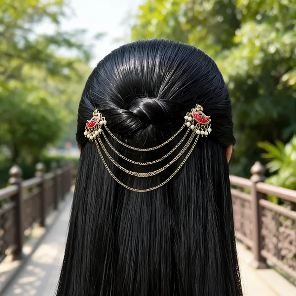 Gold_Alloy_Traditional_Multi-Chain_Hair_Chain_For_Women