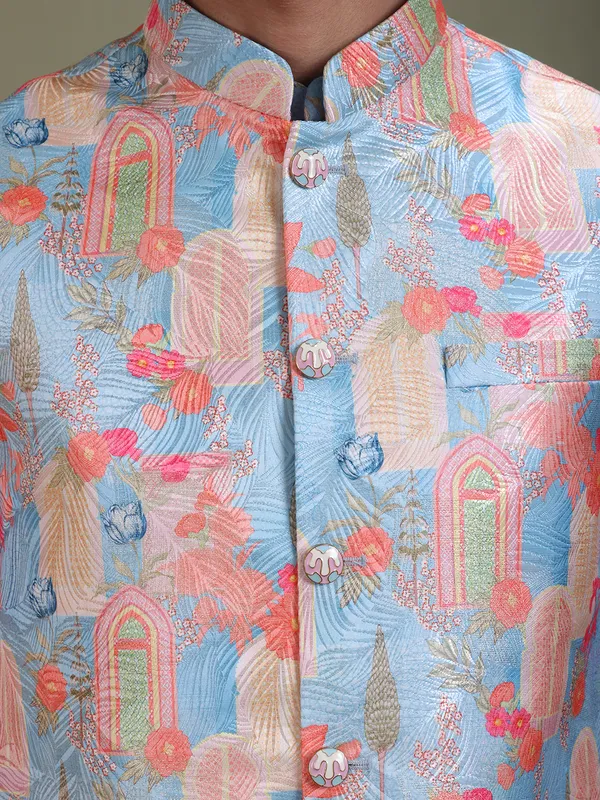 Mandarin_Collar_Long_Sleeves_Regular_Kurta_With_Pyjamas_&_Jacquard_Nehru_jacket