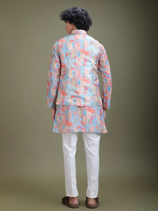 Mandarin_Collar_Long_Sleeves_Regular_Kurta_With_Pyjamas_&_Jacquard_Nehru_Jacket