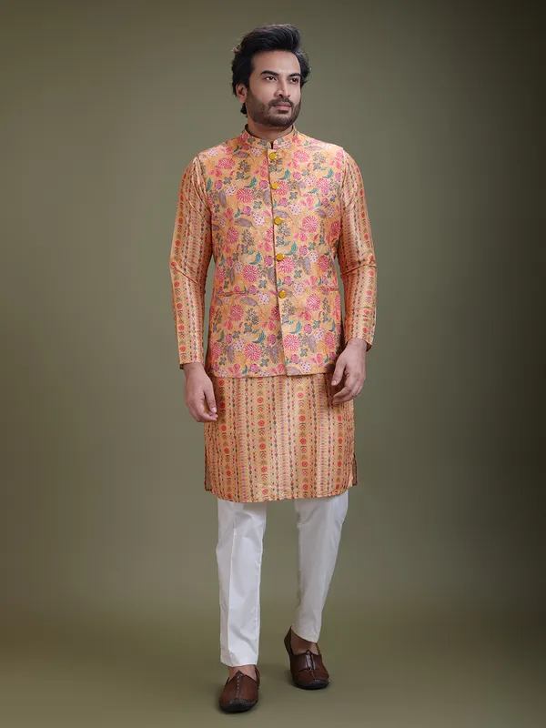 Mandarin_Collar_Long_Sleeves_Regular_Kurta_With_Pyjamas_&_Jacquard_Nehru_jacket