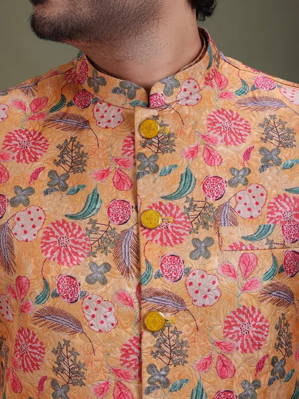 Mandarin_Collar_Long_Sleeves_Regular_Kurta_With_Pyjamas_&_Jacquard_Nehru_jacket