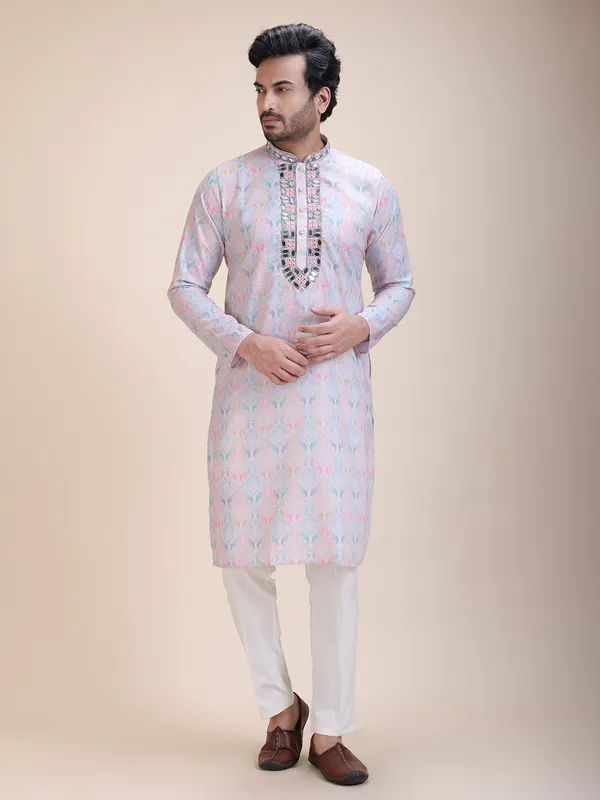 Embroidered_Mandarin_Collar_Real_Mirror_Work_Ethnic_Printed_Kurta