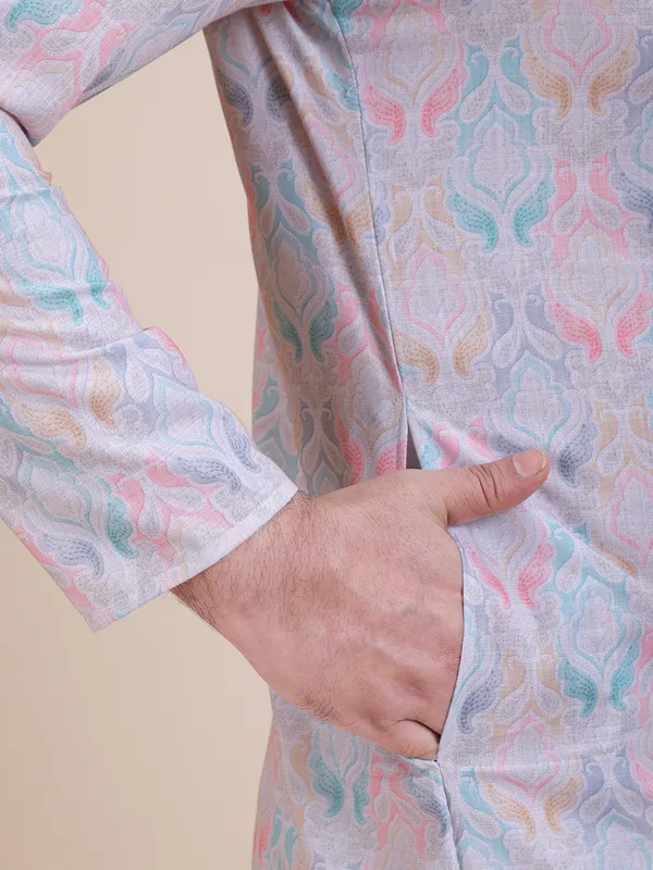 Embroidered_Mandarin_Collar_Real_Mirror_Work_Ethnic_Printed_Kurta