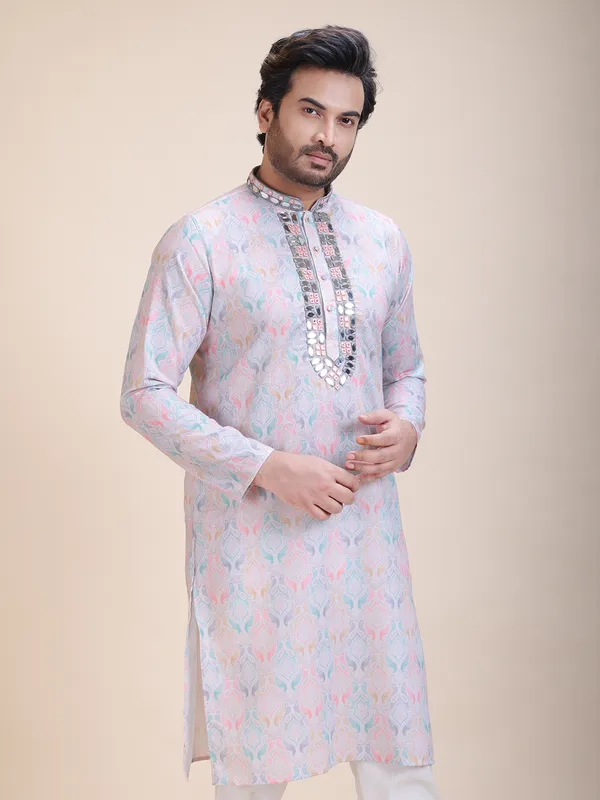 Embroidered_Mandarin_Collar_Real_Mirror_Work_Ethnic_Printed_Kurta