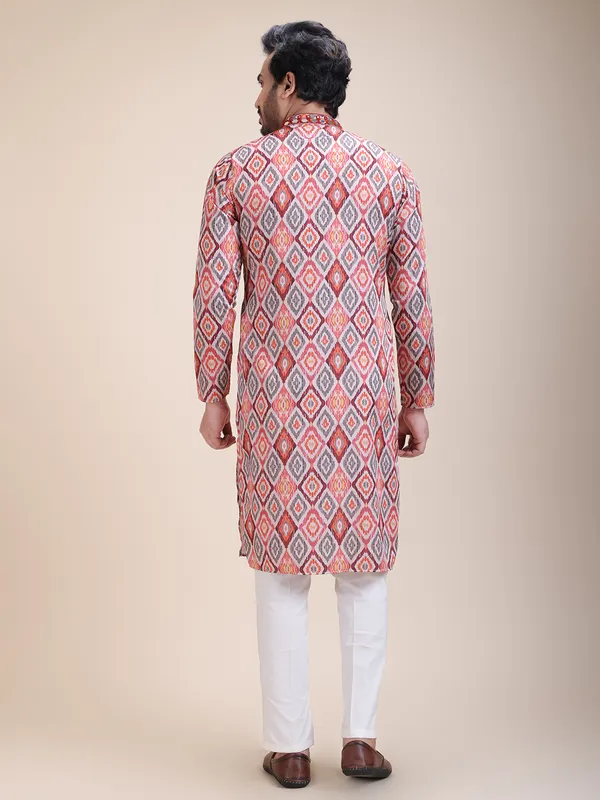 Embroidered_Mandarin_Collar_Real_Mirror_Work_Printed_Kurta