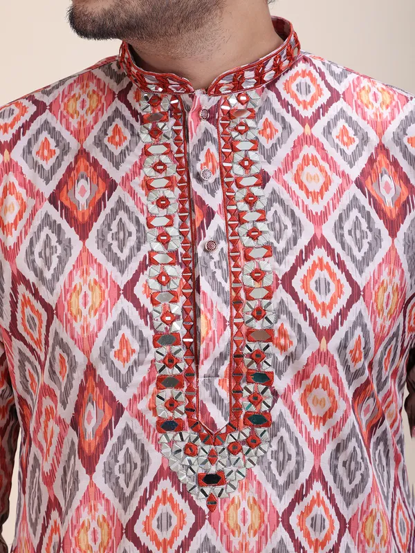 Embroidered_Mandarin_Collar_Real_Mirror_Work_Printed_Kurta