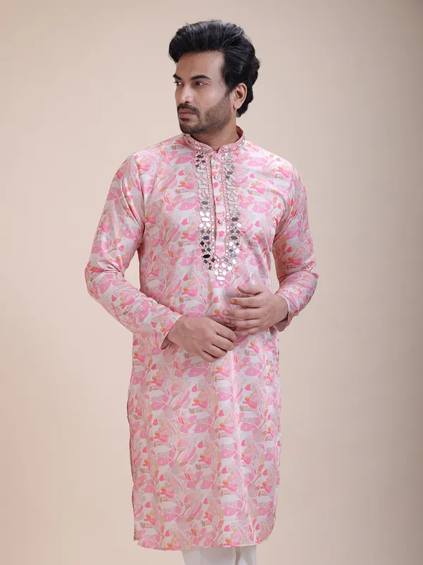 Embroidered_Mandarin_Collar_Real_Mirror_Work_Floral_Printed_Kurta