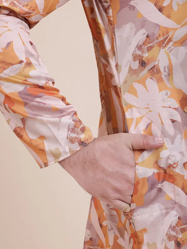 Embroidered_Mandarin_Collar_Real_Mirror_Work_Floral_Printed_Kurta