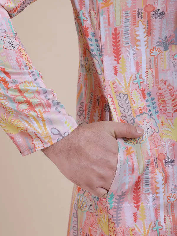 Embroidered_Mandarin_Collar_Real_Mirror_Work_Floral_Printed_Kurta