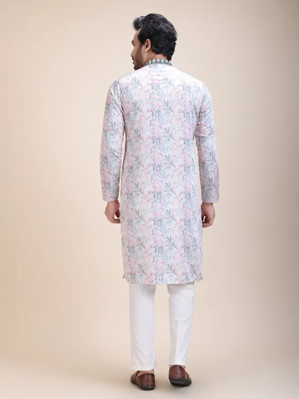 Embroidered_Mandarin_Collar_Real_Mirror_Work Floral_Printed_kurta