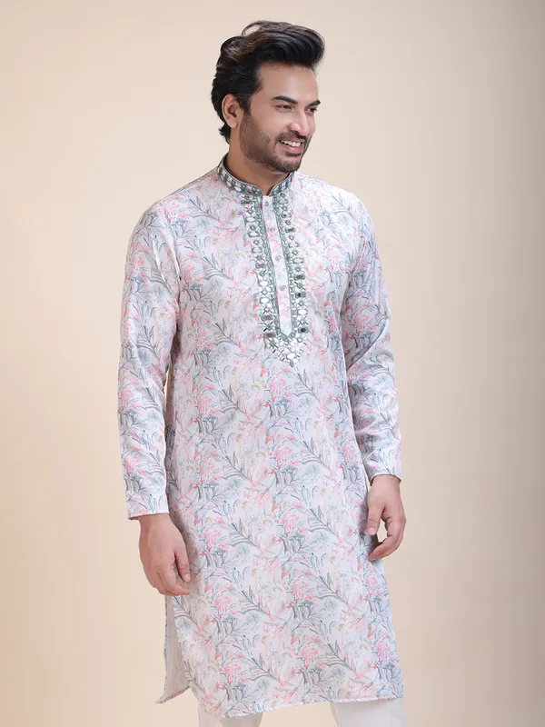 Embroidered_Mandarin_Collar_Real_Mirror_Work_Floral_Printed_Kurta