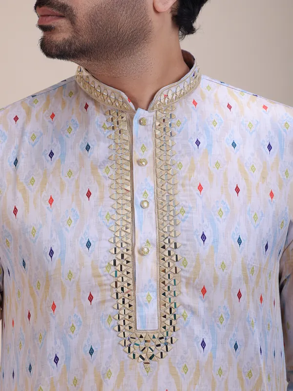 Embroidered_Mandarin_Collar_Real_Mirror_Work_Printed_Kurta