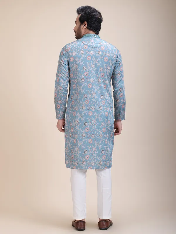 Embroidered_Mandarin_Collar_Real_Mirror_Work_Floral_Printed_Kurta
