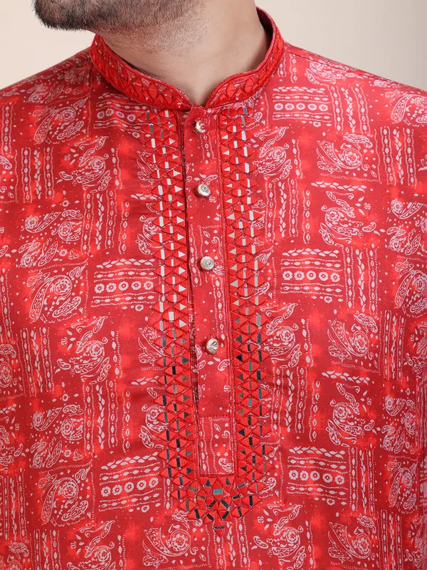Embroidered_Mandarin_Collar_Real_Mirror_Work_Printed_Kurta
