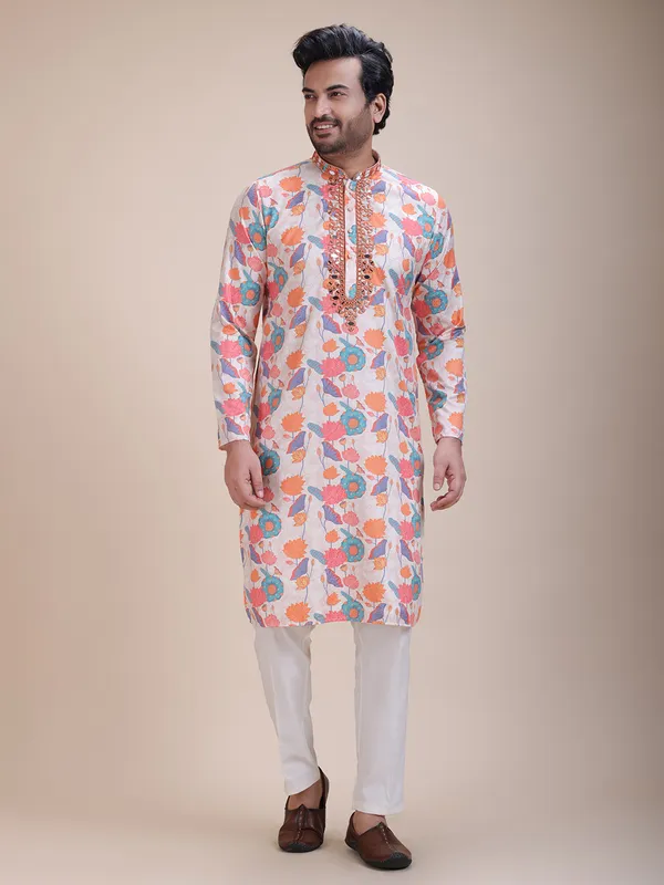 Embroidered_Mandarin_Collar_Real_Mirror_Work_Floral_Printed_Kurta