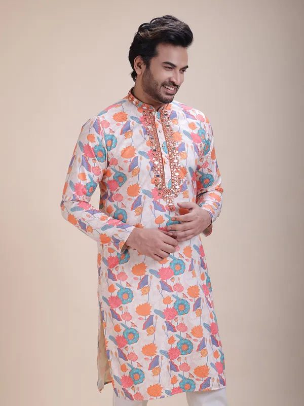 Embroidered_Mandarin_Collar_Real_Mirror_Work_Floral_Printed_Kurta