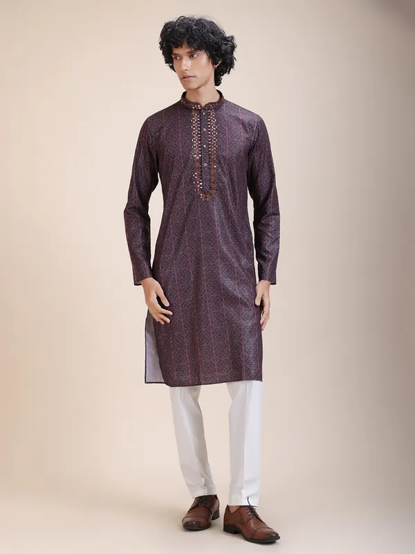 Embroidered_Mandarin_Collar_Real_Mirror_Work_Ethnic_Printed_Kurta