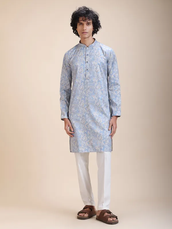 Floral_Printed_Mandarin_Collar_Straight_Kurta