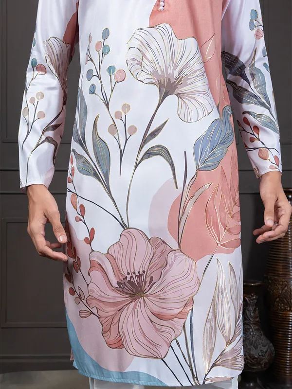 Mens_Woven_Design_Floral_Printed_Kurta