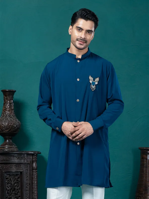 Mens_Hand_Embroidery_Patchwork_Front_Open_Kurta