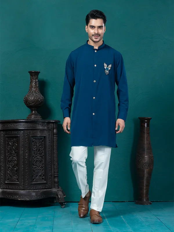 Mens_Hand_Embroidery_Patchwork_Front_Open_Kurta