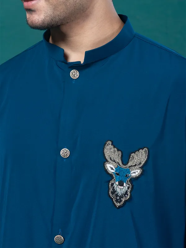 Mens_Hand_Embroidery_Patchwork_Front_Open_Kurta