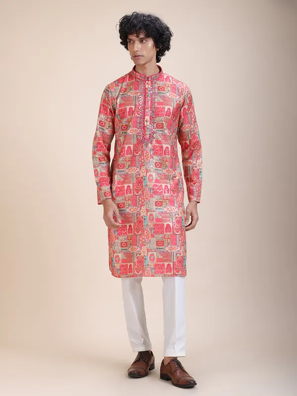 Embroidered_Mandarin_Collar_Real_Mirror_Work_Ethnic_Printed_Kurta
