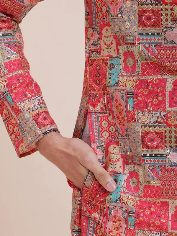 Embroidered_Mandarin_Collar_Real_Mirror_Work_Ethnic_Printed_Kurta