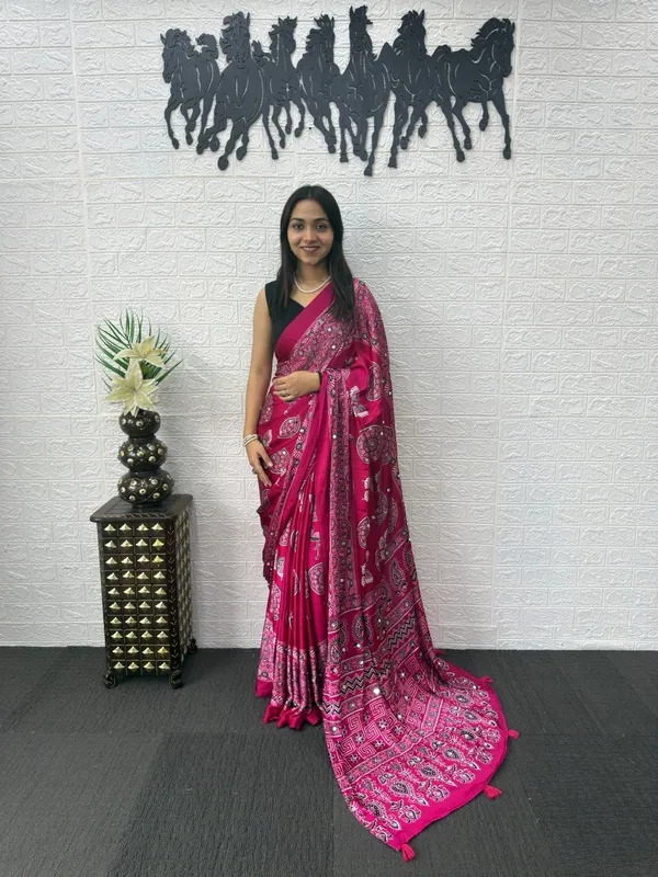 Pink_Satin_Silk_Printed_Traditional_Saree_For_Women