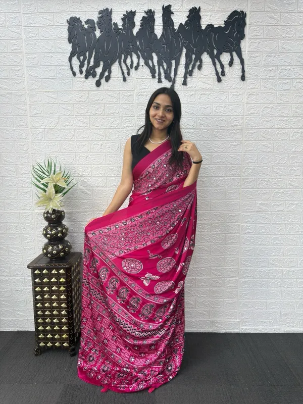 Pink_Satin_Silk_Printed_Traditional_Saree_For_Women