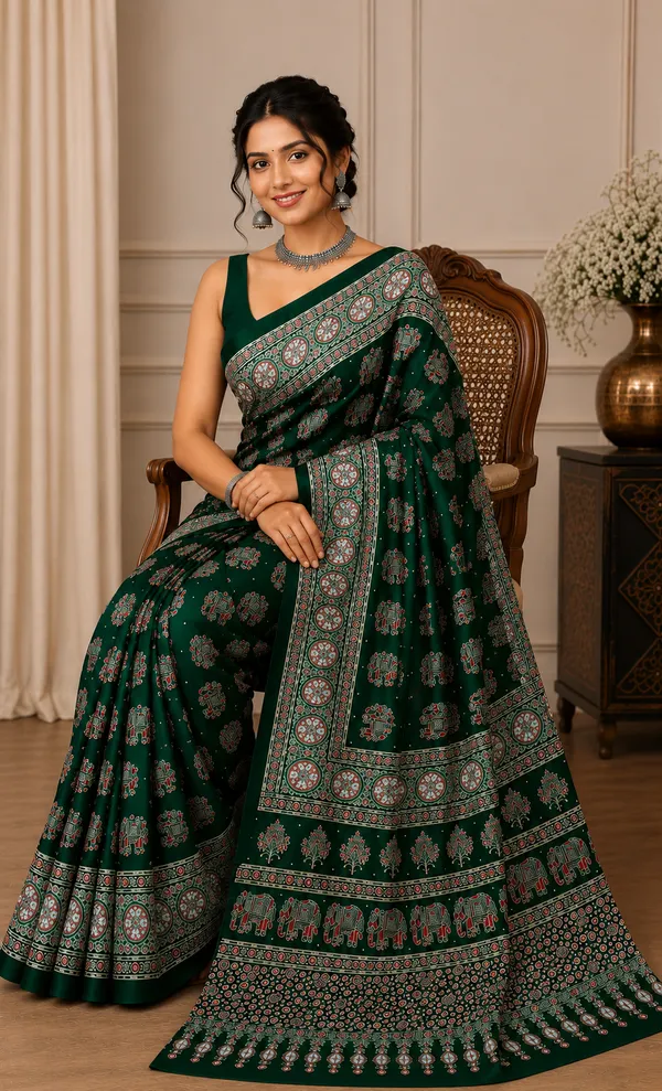 Green_Satin_Silk_Printed_Ethnic_Saree_For_Women