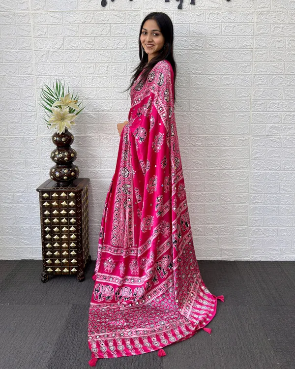 Pink_Satin_Silk_Printed_Saree_For_Women