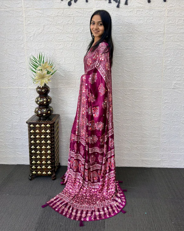 Pink_Satin_Silk_Printed_Saree_For_Women