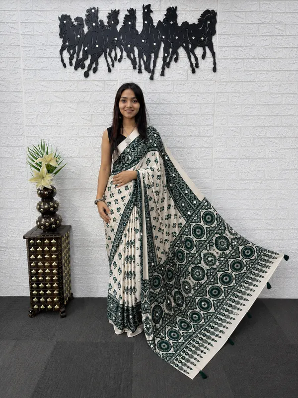 White_Satin_Silk_Printed_Traditional_Saree_For_Women