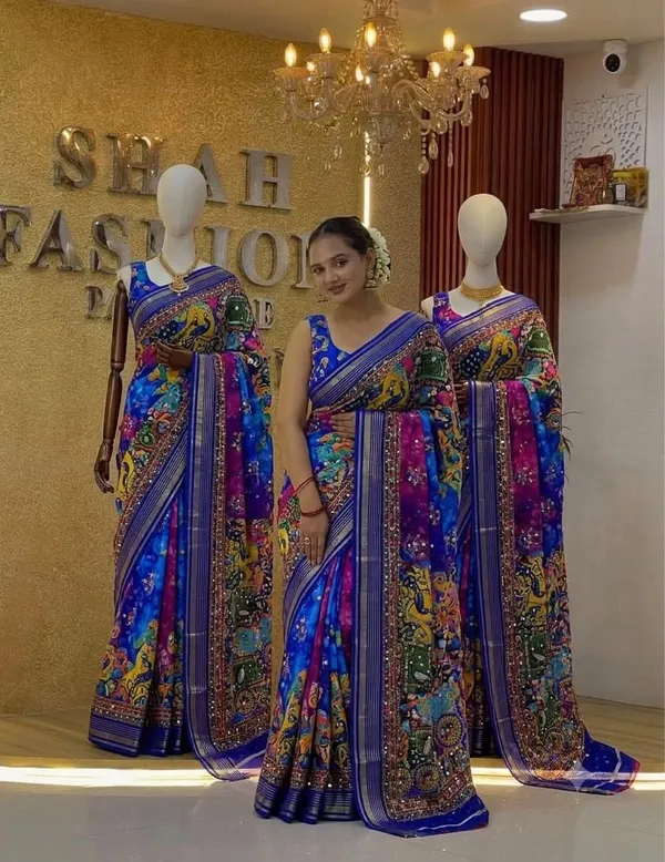 Blue_Georgette_Printed_Saree_For_Women