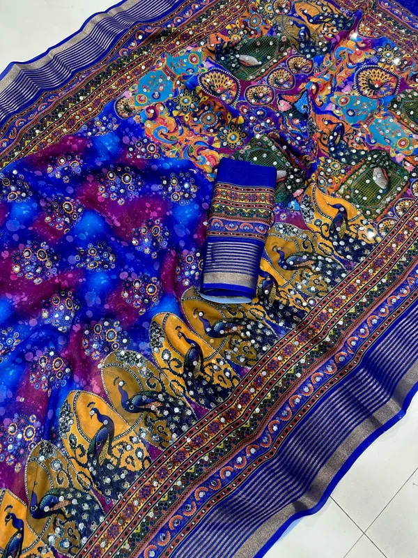 Blue_Georgette_Printed_Saree_For_Women