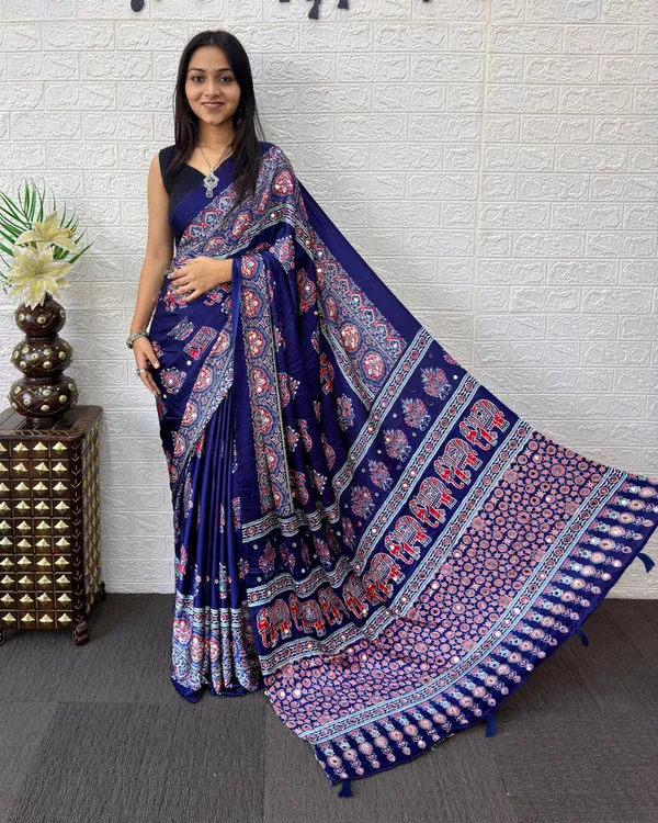 Navy_Blue_Satin_Silk_Printed_Saree_For_Women
