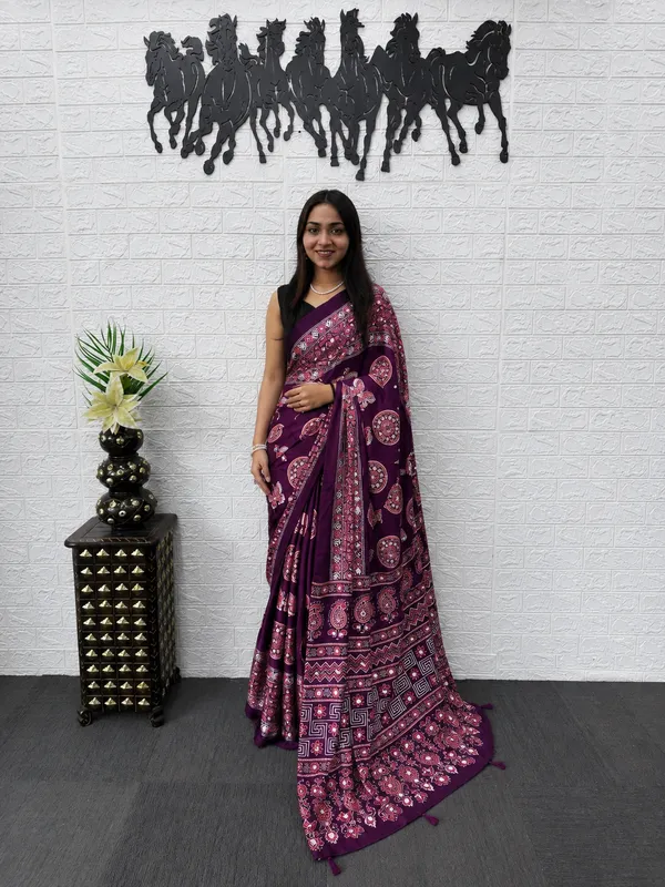 Maroon_Satin_Silk_Printed_Saree_For_Women