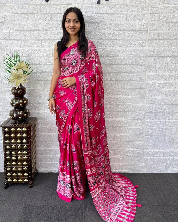 Pink_Satin_Silk_Printed_Saree_For_Women