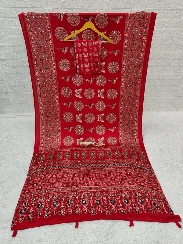 Red_Satin_Silk_Printed_Saree_For_Women