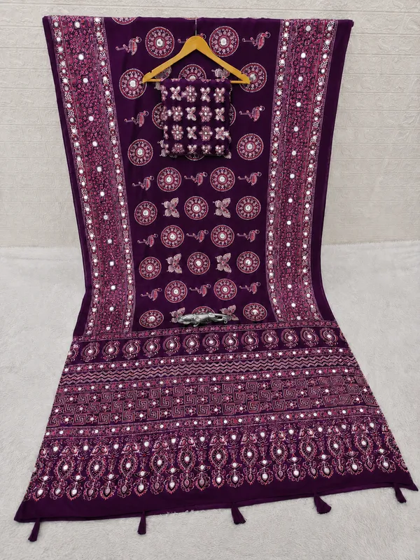 Maroon_Satin_Silk_Printed_Saree_For_Women