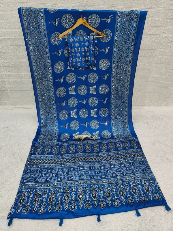 Blue_Satin_Silk_Printed_Saree_For_Women