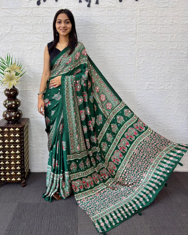 Green_Satin_Silk_Printed_Ethnic_Saree_For_Women