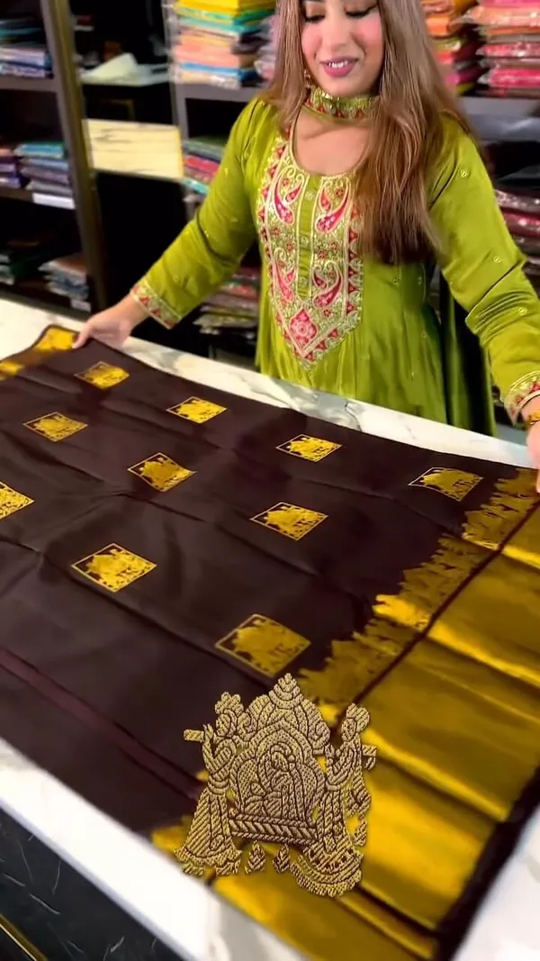 Brown_Banarasi_Soft_Silk_Woven_Traditional_Saree_For_Women